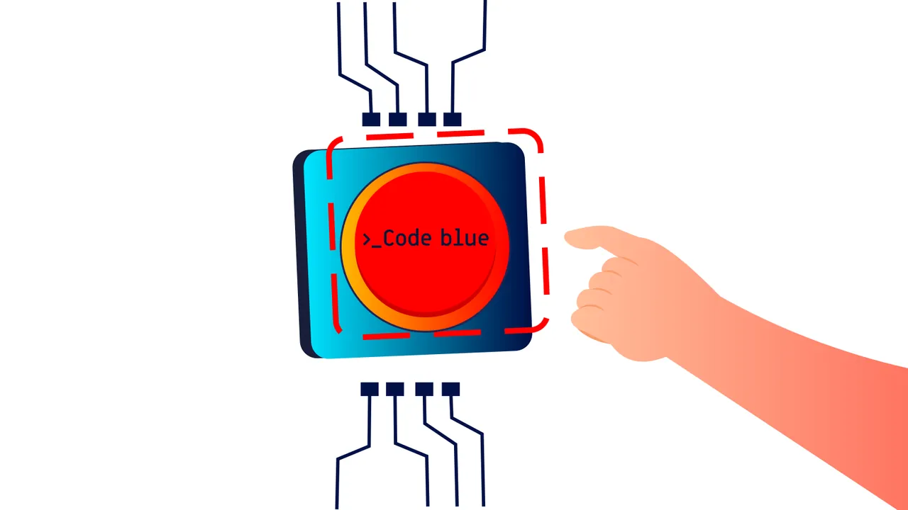 Code Blue by Dussmann: Der rote Knopf, fertige Illustration